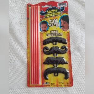 Mighty Moustache Fun Straws Children's Party  8 pcs Sealed